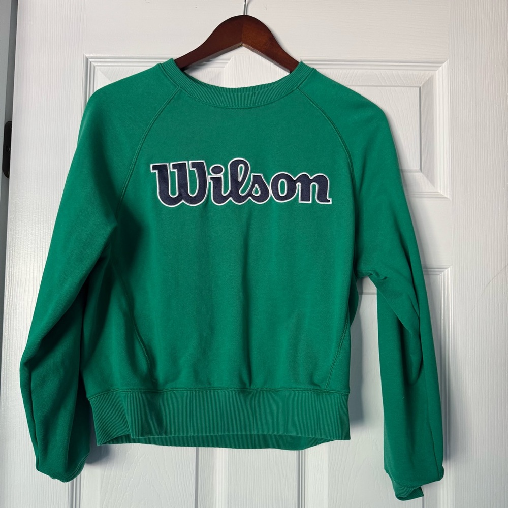 Wilson Green Women's Pullover Sweatshirt with Navy Script Logo